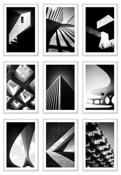 Shadow Play - Gallery wall set with art prints in white frame