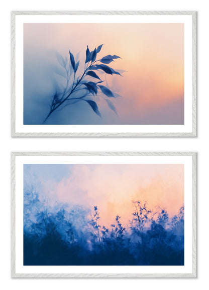 Soft Contours - Gallery wall set with art prints in white frame