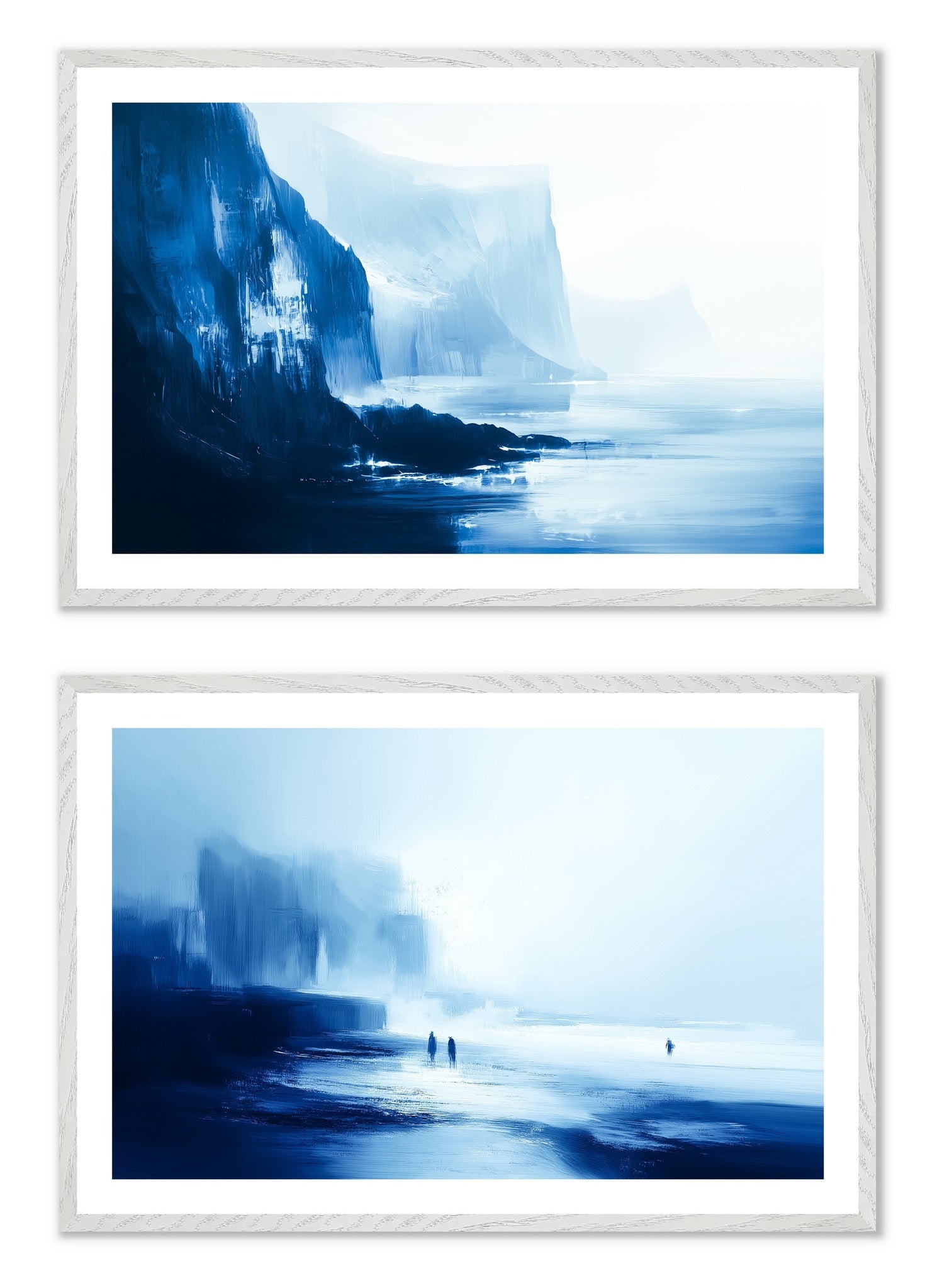 Blue Silence - Gallery wall set with art prints in white frame