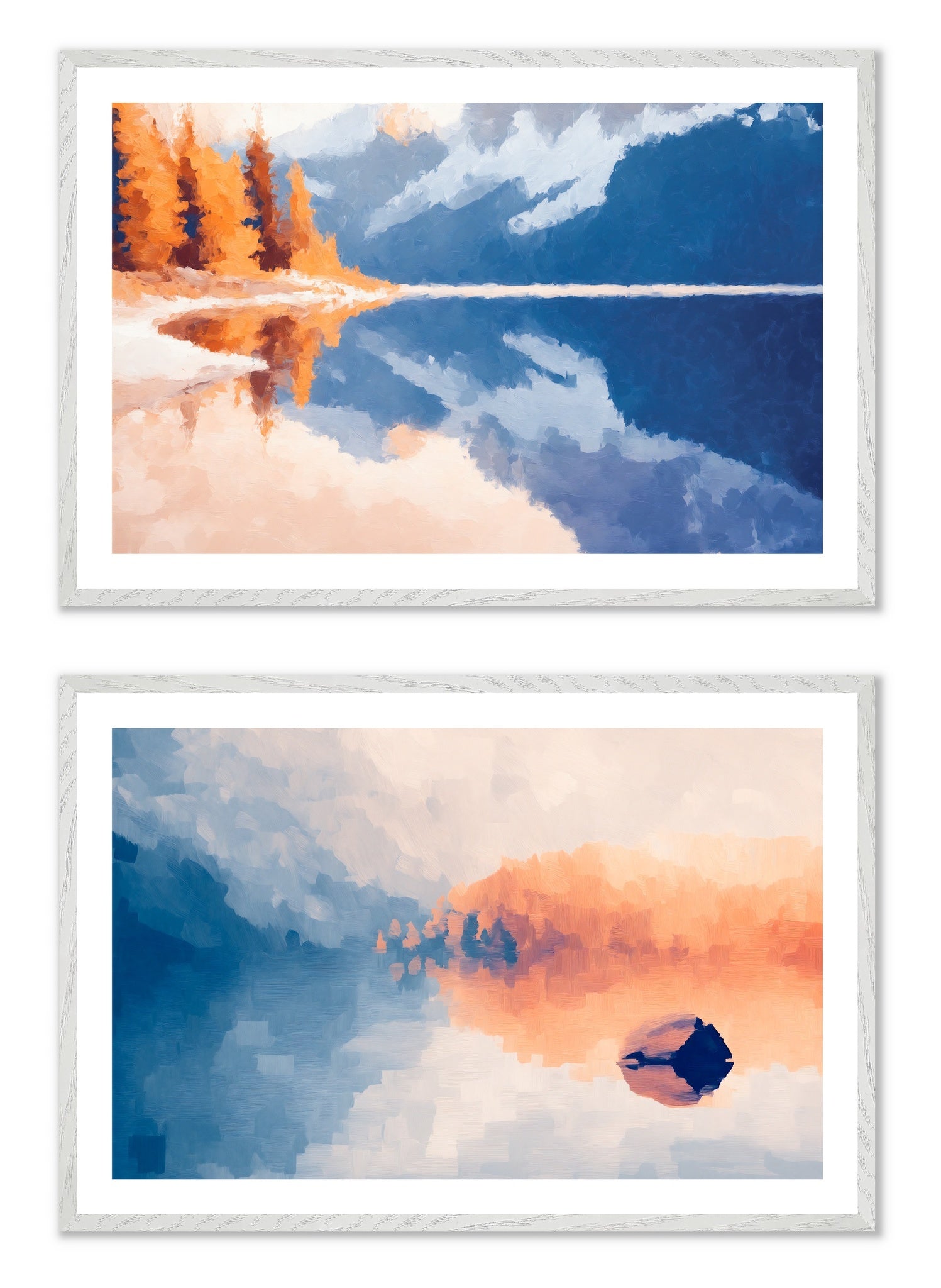 Postcards from Solitude - Gallery wall set with art prints in white frame