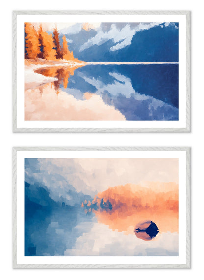 Postcards from Solitude - Gallery wall set with art prints in white frame