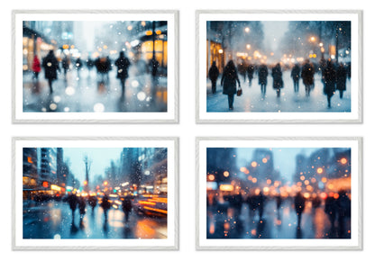 Winter Blur - Gallery wall set with art prints in white frame