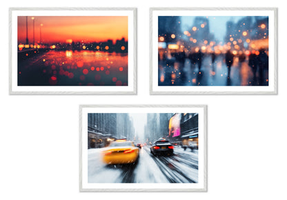 Winter Blur - Gallery wall set with art prints in white frame