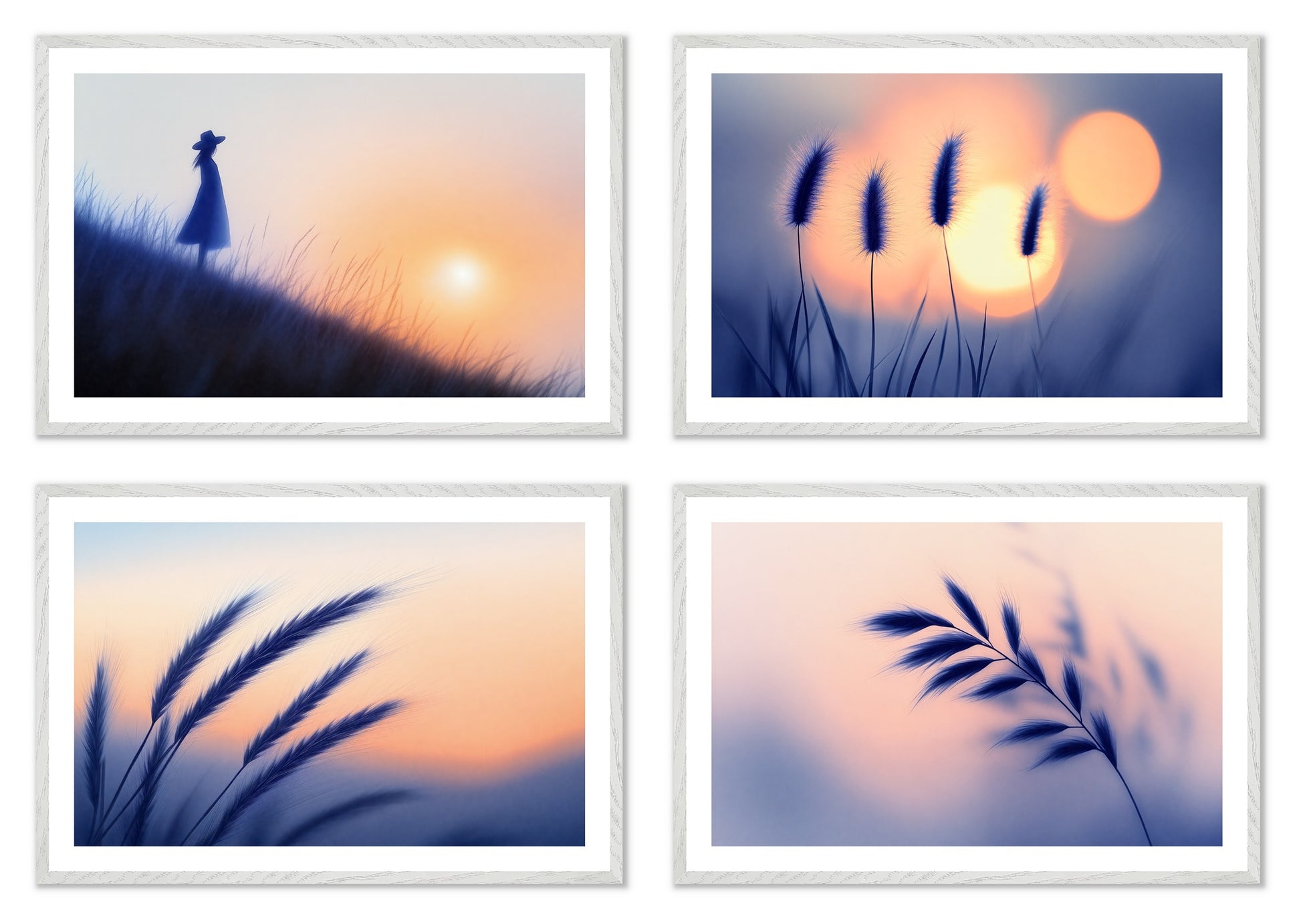 Soft Contours - Gallery wall set with art prints in white frame