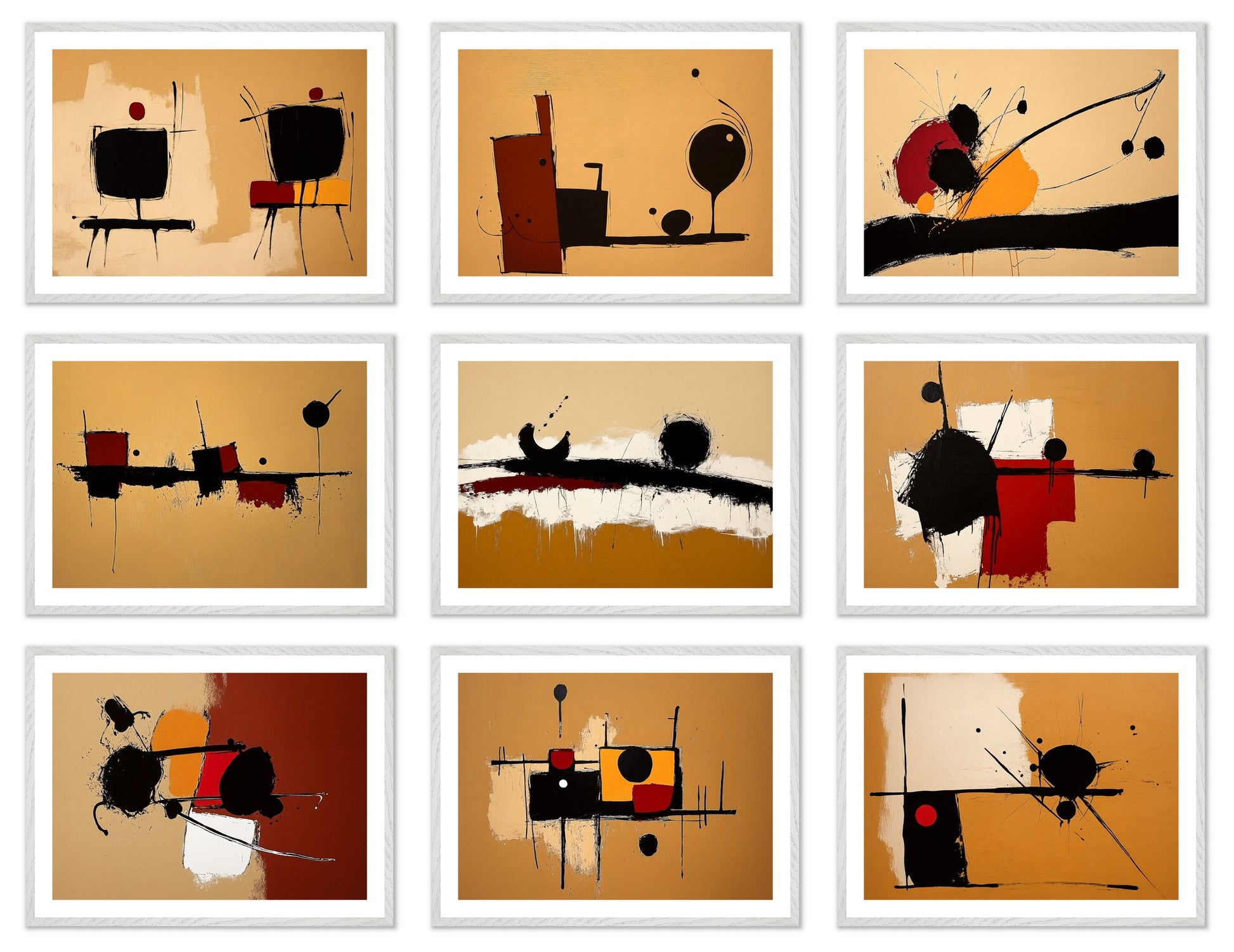 Jazz Sketches - Gallery wall set with art prints in white frame