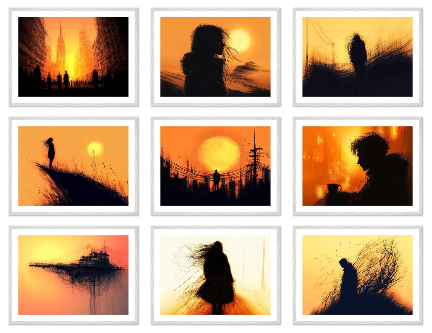 The Last Hour - Gallery wall set with art prints in white frame