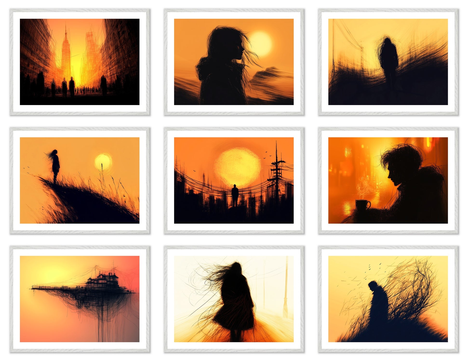 The Last Hour - Gallery wall set with art prints in white frame