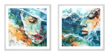 Submerge - Gallery wall set with art prints in white frame