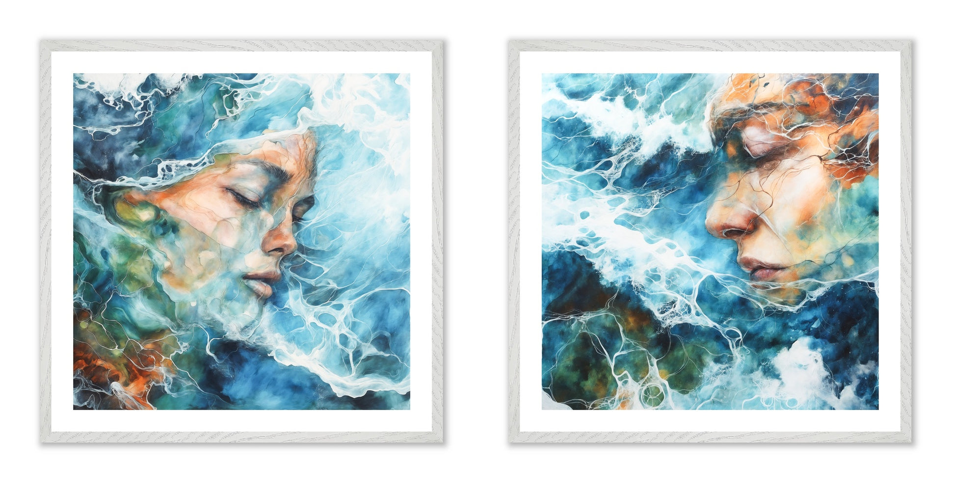 Submerge - Gallery wall set with art prints in white frame