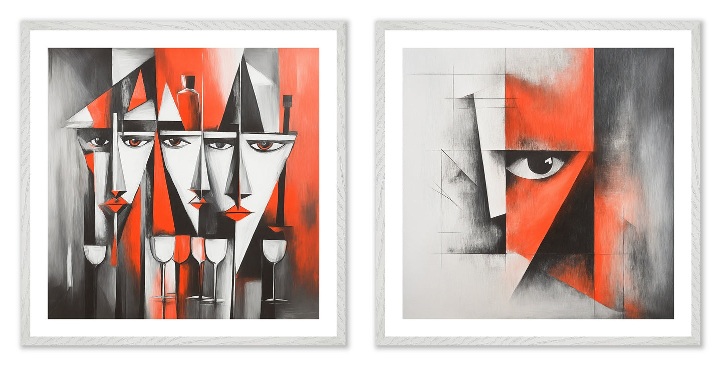 Konstrukt - Gallery wall set with art prints in white frame