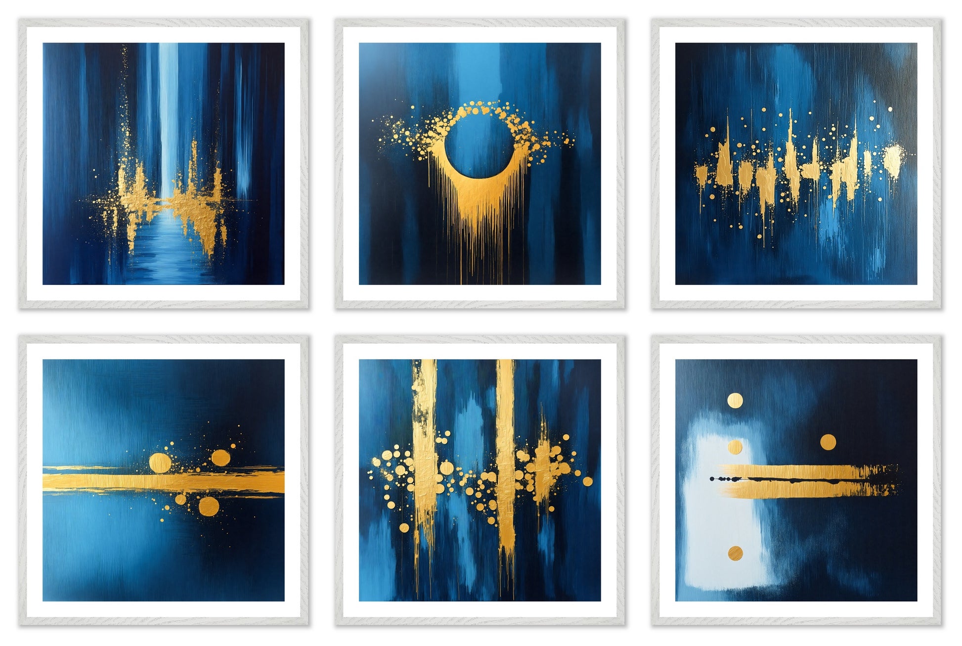 Gold Code - Gallery wall set with art prints in white frame