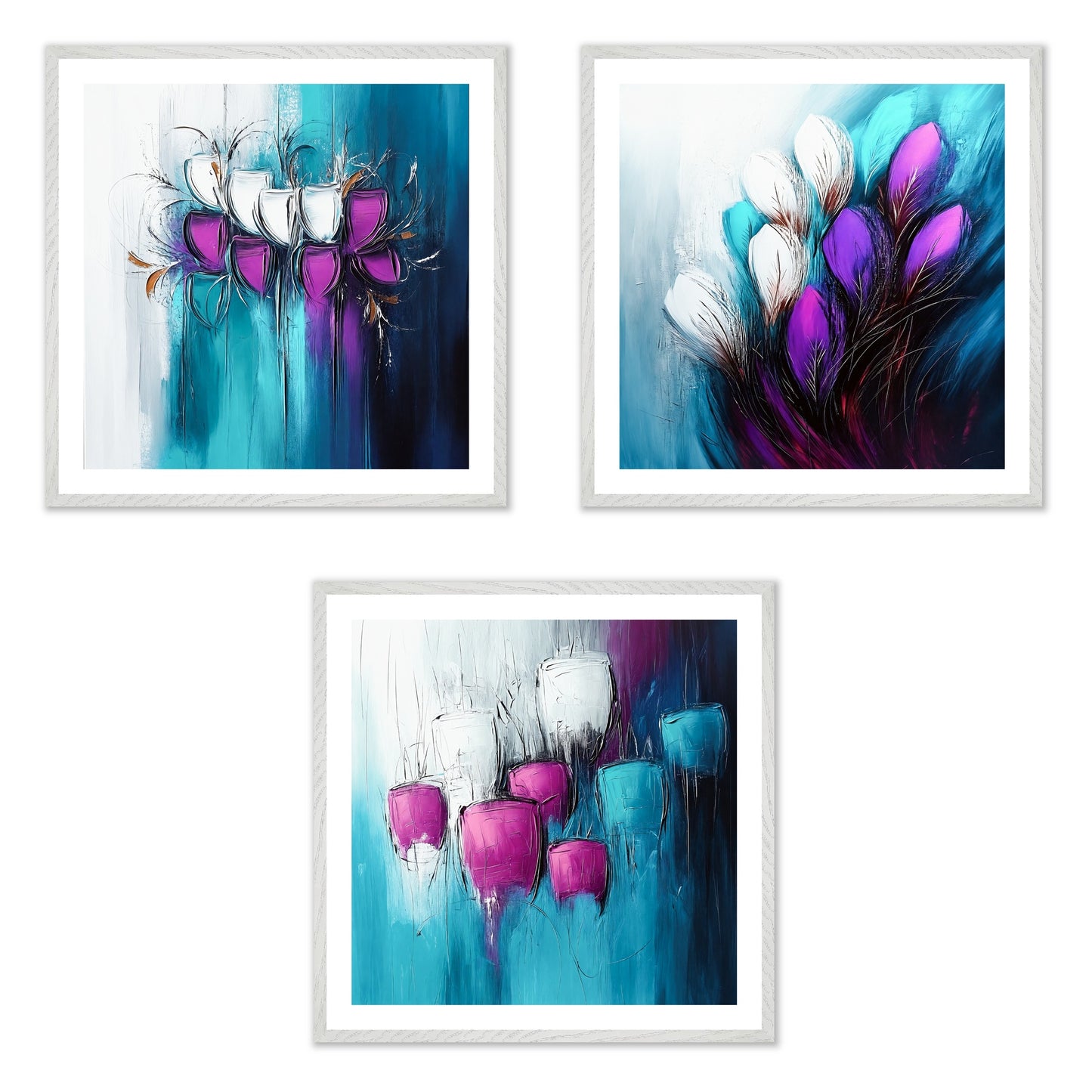 The Imperfect Bloom - Gallery wall set with art prints in white frame