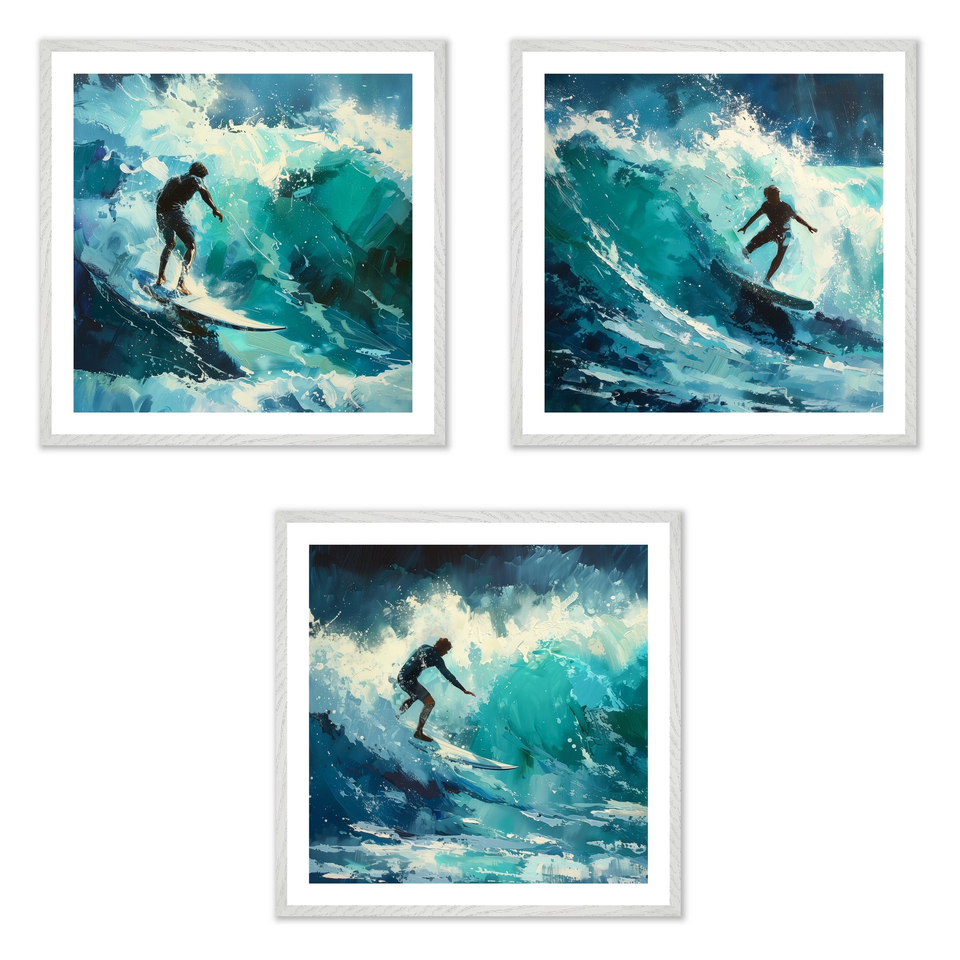 Brushed by the Blue - Gallery wall set with art prints in white frame