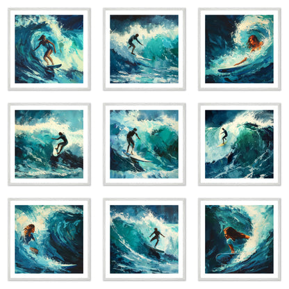 Brushed by the Blue - Gallery wall set with art prints in white frame